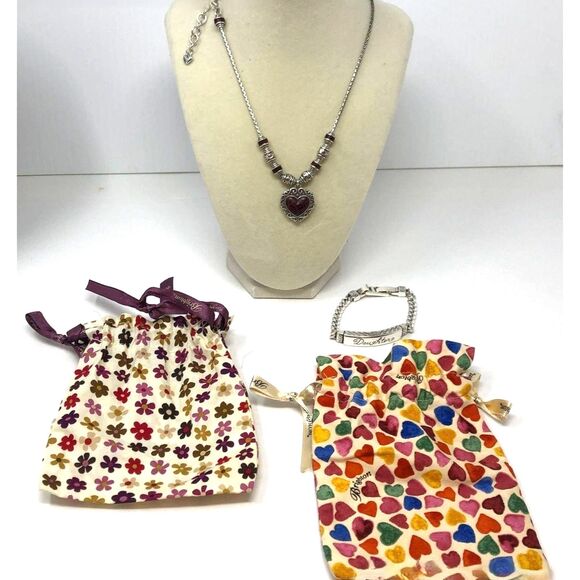 2 Pcs. Brighton Jewelry- -Bracelet-"Daughter"/ Heart Necklace in Bags - Picture 1 of 8